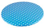 Podkład cukierniczy okrągły pod tort 25cm Niebieski w kropki 